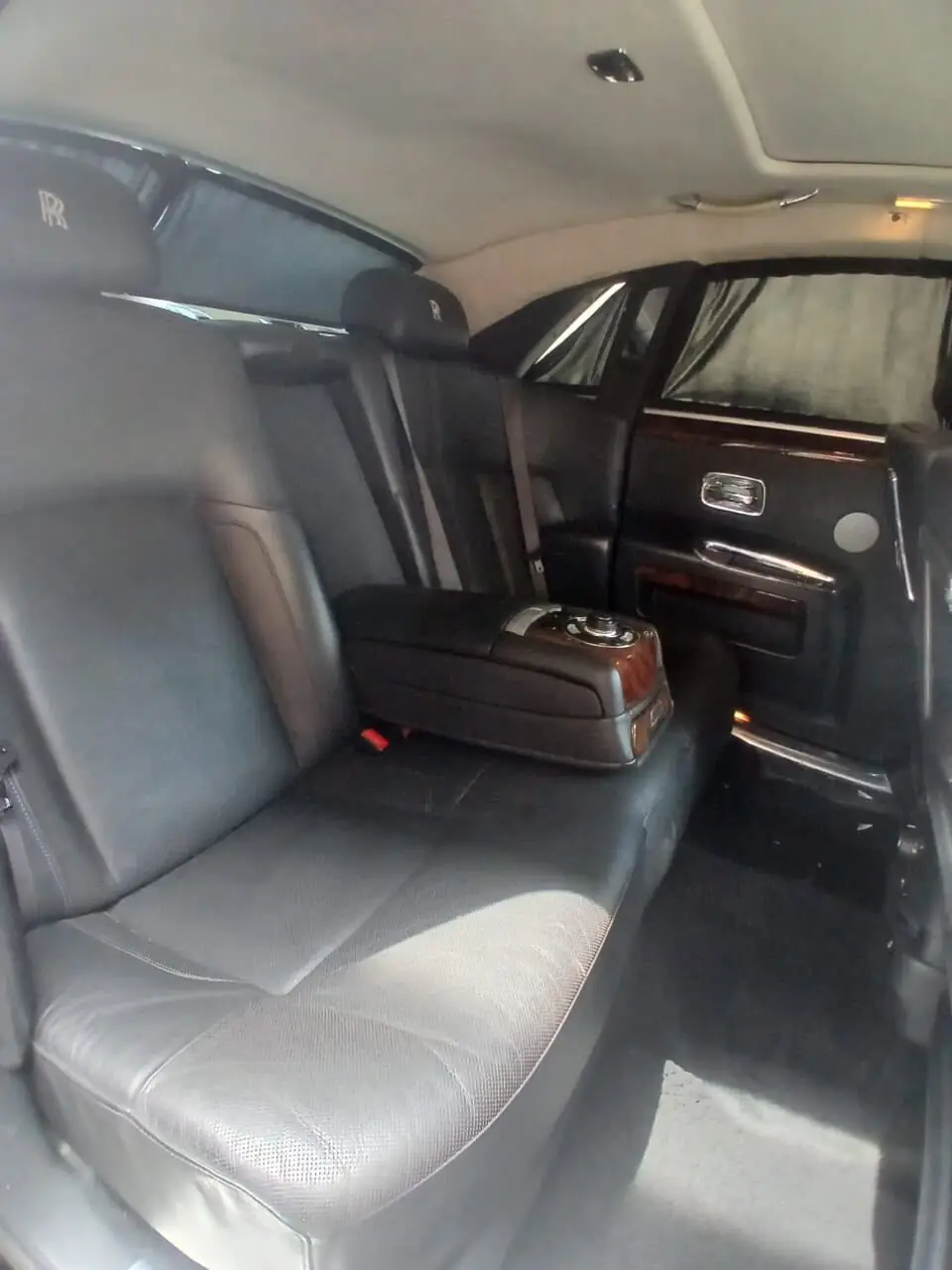 Rolls Royce dark leather rear cabin detail